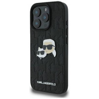 Karl Lagerfeld Monogram Karl & Choupette Head Pin iPhone 16 Pro Case - Black
