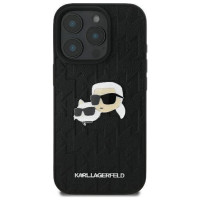 Karl Lagerfeld Monogram Karl & Choupette Head Pin iPhone 16 Pro Case - Black