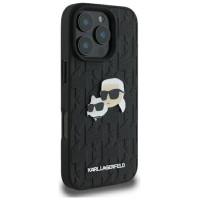 Karl Lagerfeld Monogram Karl & Choupette Head Pin iPhone 16 Pro Case - Black