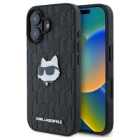 Karl Lagerfeld Monogram Choupette Head Pin iPhone 16 Case - Black