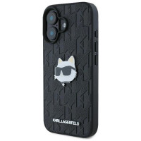 Karl Lagerfeld Monogram Choupette Head Pin iPhone 16 Case - Black