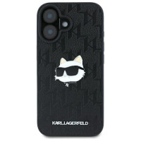 Karl Lagerfeld Monogram Choupette Head Pin iPhone 16 Case - Black