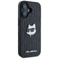 Karl Lagerfeld Monogram Choupette Head Pin iPhone 16 Case - Black