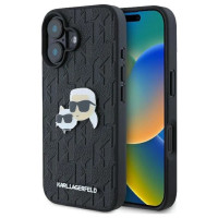 Karl Lagerfeld Monogram Karl & Choupette Head Pin iPhone 16 Case - Black