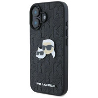 Karl Lagerfeld Monogram Karl & Choupette Head Pin iPhone 16 Case - Black