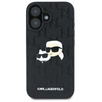 Karl Lagerfeld Monogram Karl & Choupette Head Pin iPhone 16 Case - Black