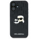 Karl Lagerfeld Monogram Karl & Choupette Head Pin iPhone 16 Case - Black