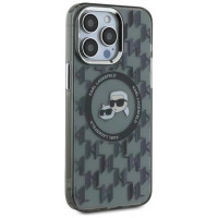 Karl Lagerfeld IML Monogram Karl & Choupette Head MagSafe Case for iPhone 15 Pro Max - Black