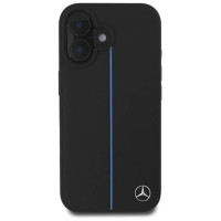 Mercedes MB Blue Line Leather MagSafe iPhone 16 Case - Black