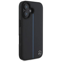 Mercedes MB Blue Line Leather MagSafe iPhone 16 Case - Black