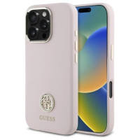 Guess Silicone Logo Strass 4G case for iPhone 16 Pro - light pink
