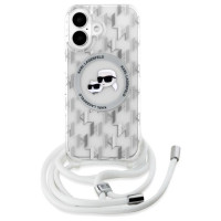 Karl Lagerfeld IML Crossbody Monogram Karl & Choupette Head MagSafe iPhone 16 Case - Clear