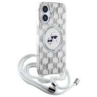 Karl Lagerfeld IML Crossbody Monogram Karl & Choupette Head MagSafe iPhone 16 Case - Clear
