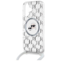 Karl Lagerfeld IML Crossbody Monogram Karl & Choupette Head MagSafe iPhone 16 Case - Clear