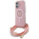 Guess Crossbody Cord Script MagSafe iPhone 16 Case - Pink