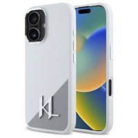 Karl Lagerfeld Silicone Initial Metal Logo MagSafe iPhone 16 Case - White