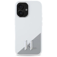 Karl Lagerfeld Silicone Initial Metal Logo MagSafe iPhone 16 Case - White