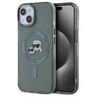 Karl Lagerfeld KLHMP15SHLSKCK iPhone 15 6.1" black/black hardcase IML Metal Karl&Choupette Head MagSafe