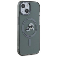 Karl Lagerfeld KLHMP15SHLSKCK iPhone 15 6.1" black/black hardcase IML Metal Karl&Choupette Head MagSafe