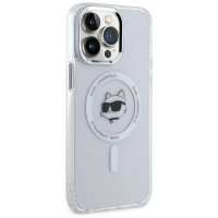 Karl Lagerfeld IML Metal Choupette Head MagSafe Case for iPhone 14 Pro Max - White