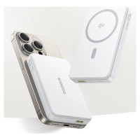 Baseus Airpow II 10000mAh Qi2 Power Bank with MagSafe 22.5W with Baseus Simple Series USB-C Cable - USB-C 20V/3A (30cm) - White