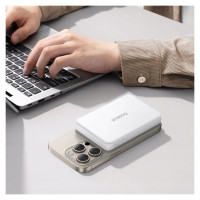 Baseus Airpow II 10000mAh Qi2 Power Bank with MagSafe 22.5W with Baseus Simple Series USB-C Cable - USB-C 20V/3A (30cm) - White