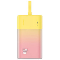 Baseus Popsicle 5200mAh 20W Powerbank with Built-in Lightning Cable (+ White Baseus Simple USB-C - USB-C 60W/20V/3A/30cm Cable) - Yellow-Pink