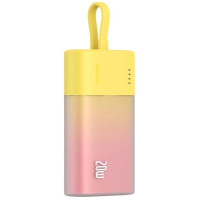 Baseus Popsicle 5200mAh 20W Powerbank with Built-in Lightning Cable (+ White Baseus Simple USB-C - USB-C 60W/20V/3A/30cm Cable) - Yellow-Pink