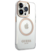 Guess Metal Outline MagSafe case for iPhone 15 Pro - gold
