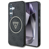 Guess 4G Glitter Triangle Buttons MagSafe Case for Samsung Galaxy S25 Plus Black