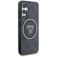 Guess 4G Glitter Triangle Buttons MagSafe Case for Samsung Galaxy S25 Plus Black