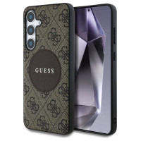 Guess 4G Round Patch Classic Logo MagSafe Case for Samsung Galaxy S25 Brown