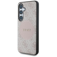 Guess 4G Round Patch Classic Logo MagSafe Case for Samsung Galaxy S25 Plus Pink