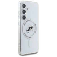 Karl Lagerfeld Case Karl Lagerfeld Button Karl & Choupette Heads Printed Logo MagSafe Samsung Galaxy S25 white