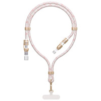 Dudao L20MAX 4in1 Cable / Lanyard USB-A / USB-C / Lightning PD QC 65W 1.5m - Pink