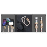 Dudao L20MAX 4in1 Cable / Lanyard USB-A / USB-C / Lightning PD QC 65W 1.5m - Pink