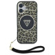 Guess HC IML Leopard Triangle Cord Strap MagSafe iPhone 16 Case - Brown