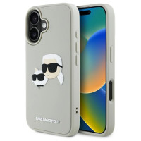 Karl Lagerfeld HC 3D Rubber Double Heads iPhone 16 Case - Beige