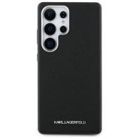 Karl Lagerfeld Saffiano Full Wrapped Elongated Metal Logo MagSafe Case for Samsung Galaxy S25 Ultra - Black