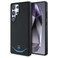 Mercedes Leather Contrasted Blue Horizontal Curve MagSafe Case for Samsung Galaxy S25 Ultra - Black