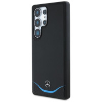 Mercedes Leather Contrasted Blue Horizontal Curve MagSafe Case for Samsung Galaxy S25 Ultra - Black