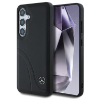 Mercedes Leather Curved Stitches Case for Samsung Galaxy S25 - Black