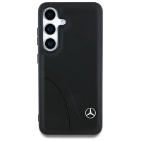 Mercedes Leather Curved Stitches Case for Samsung Galaxy S25 - Black