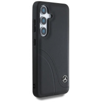 Mercedes Leather Curved Stitches Case for Samsung Galaxy S25 - Black