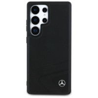 Mercedes Leather Horizontal Debossed Curves MagSafe Case for Samsung Galaxy S25 Ultra - Black