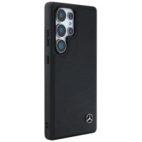 Mercedes Leather Horizontal Debossed Curves MagSafe Case for Samsung Galaxy S25 Ultra - Black