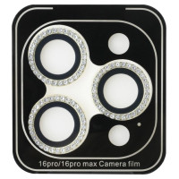 Guess BP Rhinestone 2in1 Screen Protector and Camera Lens Set for iPhone 16 Pro Max - Gold