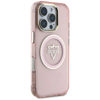 Guess IML Metal Mountain Logo MagSafe iPhone 16 Pro Case - Pink
