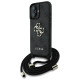 Guess 4G Big Logo Cord Stap Crossbody Case for iPhone 16 Plus Black