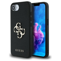 Guess PU Grained 4G Metal Logo case for iPhone 16e - black
